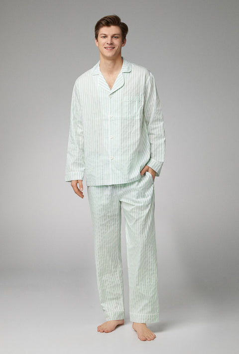 Men's Long-Sleeve Striped Pajamas - Charcoal SML in Men's Cotton Pajamas, Pajamas for Men