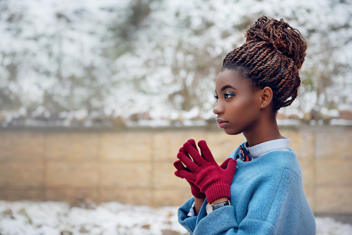 natural hair braids in a bun