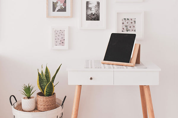 a well decorated desk space