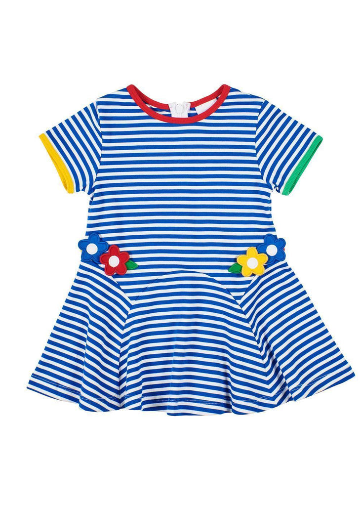 white blue striped dress