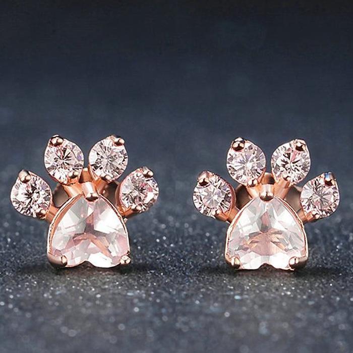  Rose  Gold  Cat  Paw Earrings Rainbowpick