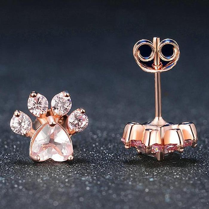  Rose  Gold  Cat  Paw Earrings Rainbowpick