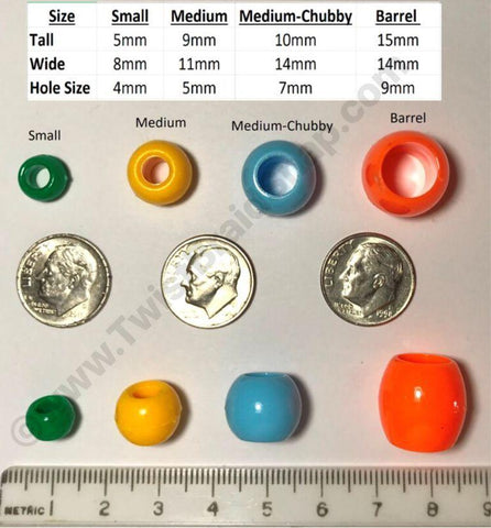 Hair Bead Sizes with hole size