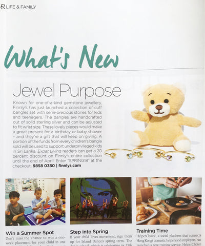 Finnly's kids bangles featured in Expat Living Magazine