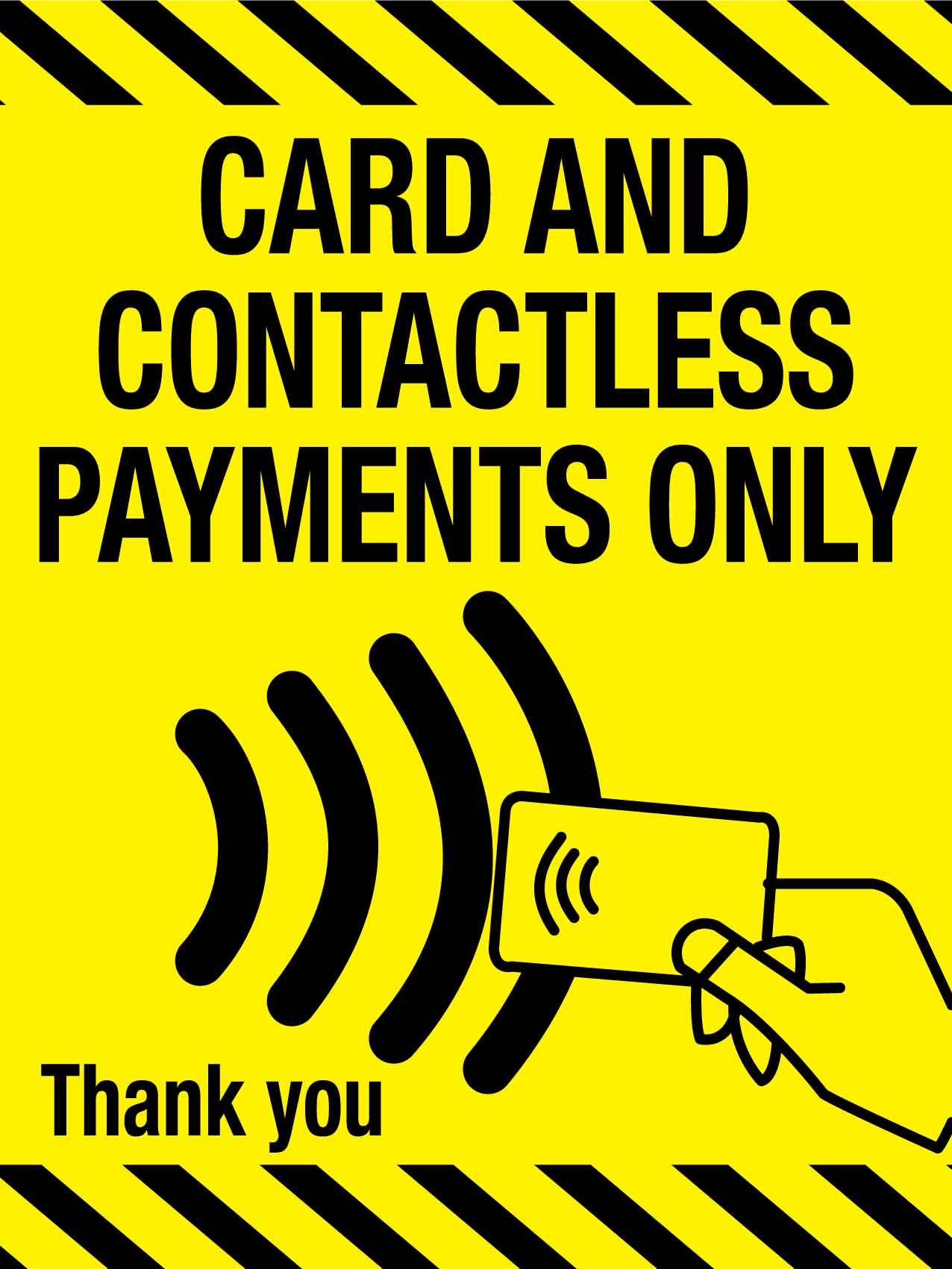 Cards And Contactless Payments Only Sign New Signs