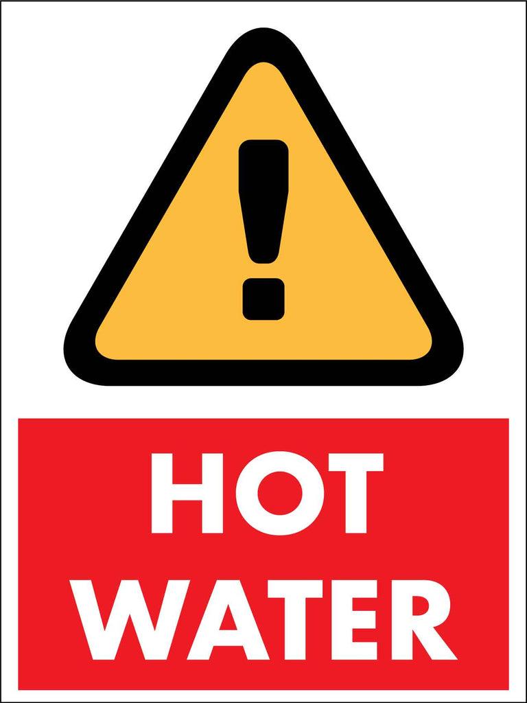 Caution Hot Water Red Sign New Signs