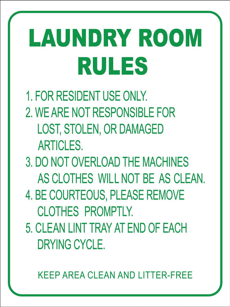Laundry Room Rules 2 Sign New Signs