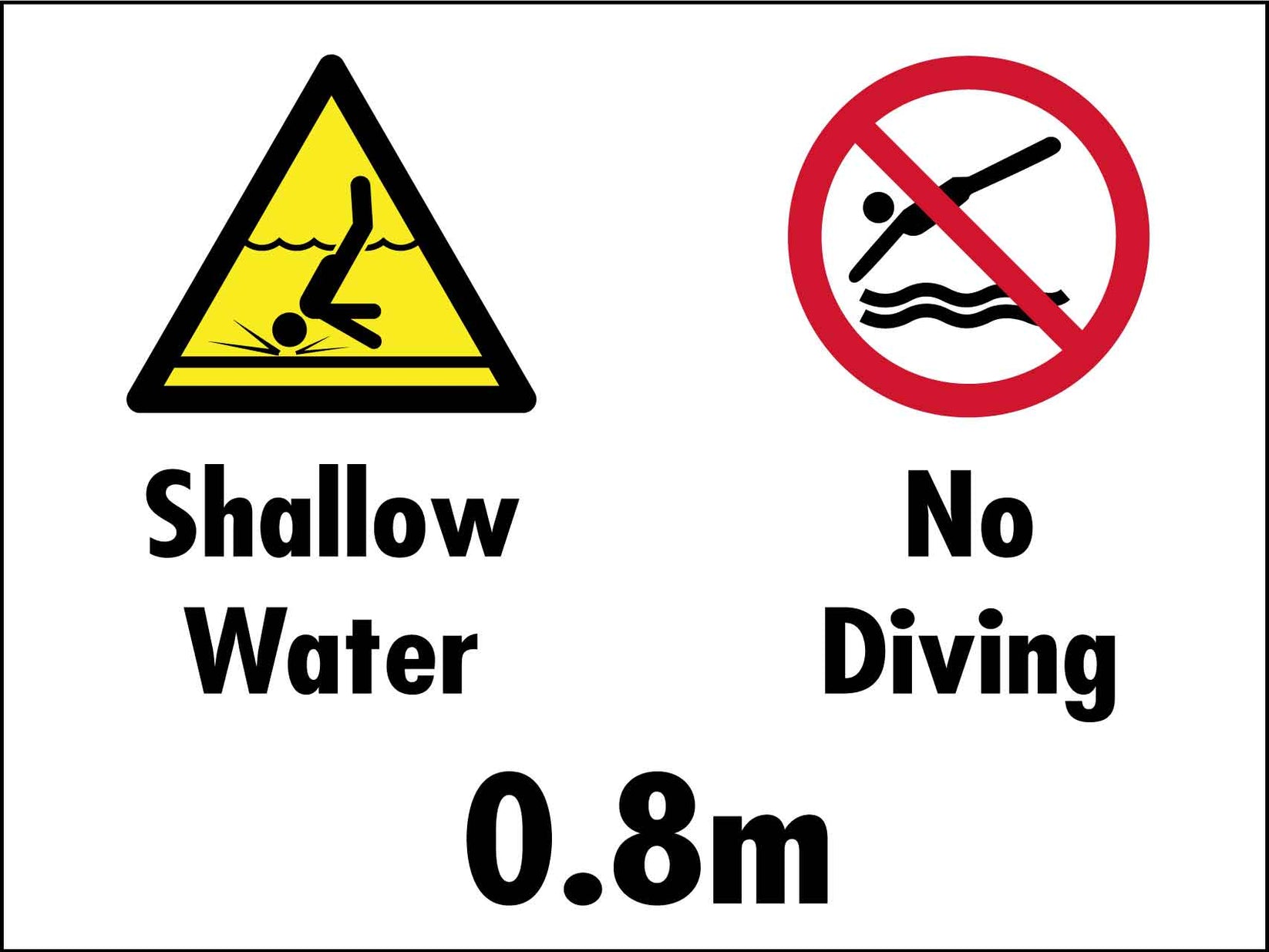 Shallow Water No Diving 08m Sign New Signs 