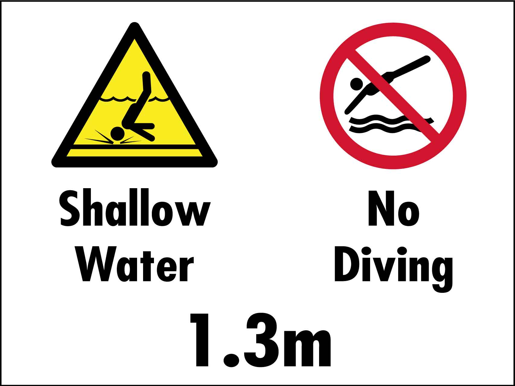 Shallow Water No Diving 13m Sign New Signs 