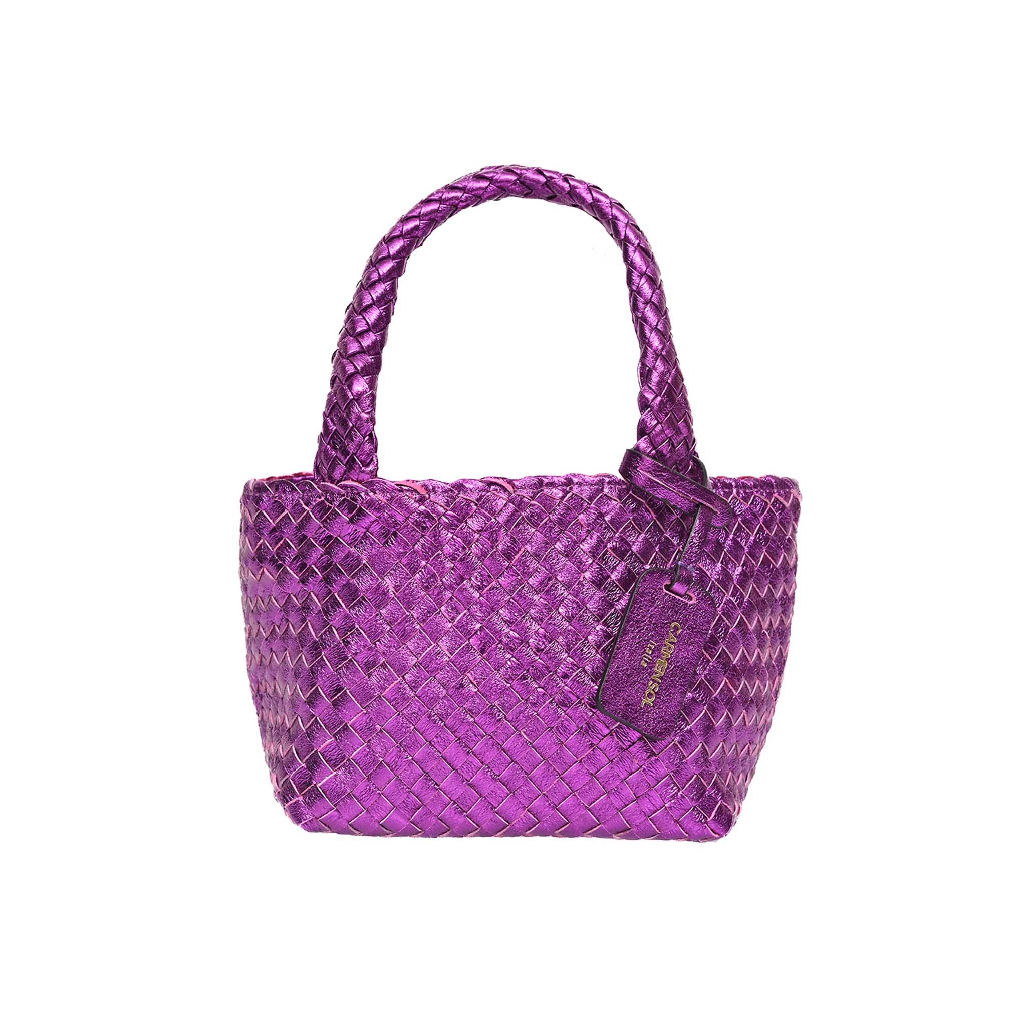 Carmen Sol Elba Metallic Small Tote In Purple Metallic