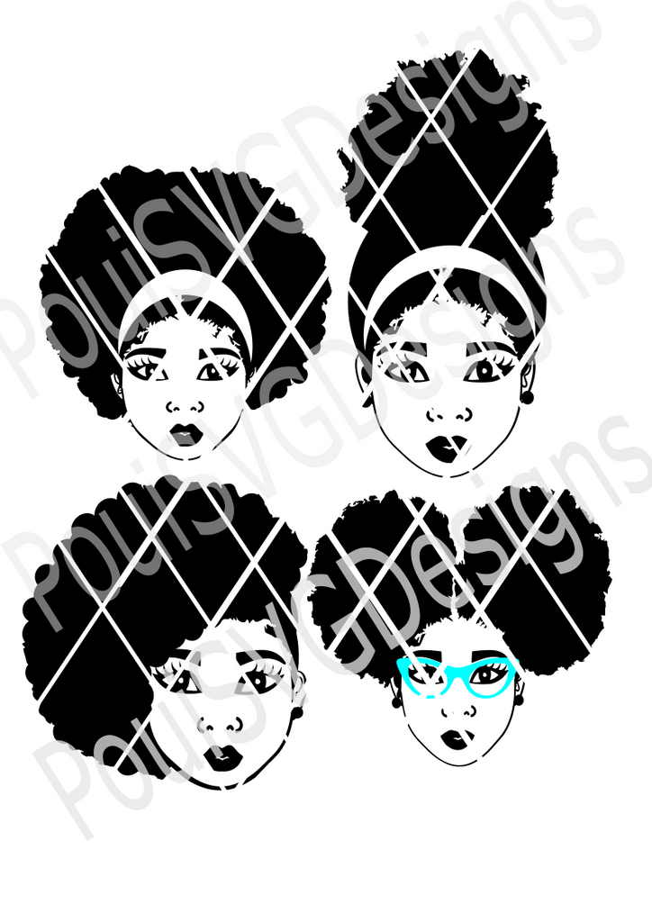 Download Afro Puff SVG bundle,Silhouette svg,African merican,Afro Girls, - PouiDesigns