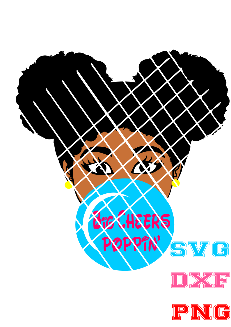 Download Afro girl blowing gum with words,Elsa SVG, PNG file,DXF file - Poui Designs