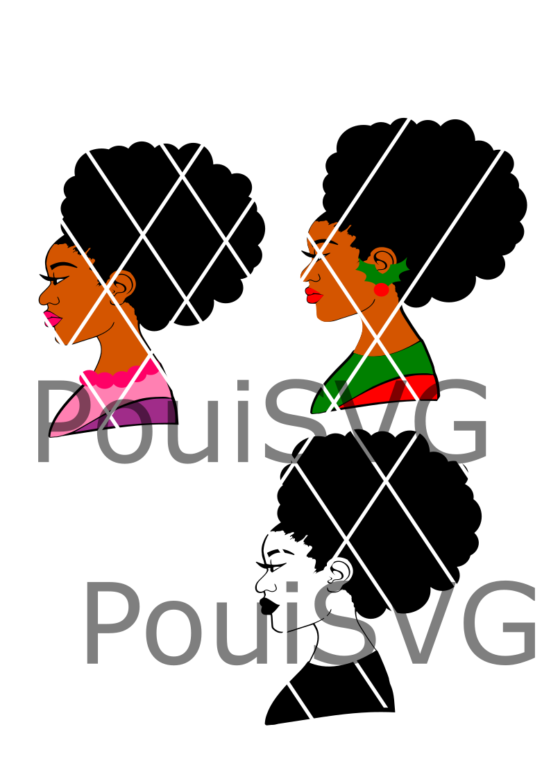 Afro Lady svg,Afro puffs svg,Afro Santa Lady, Christmas ...