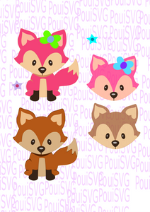 Download Fox Svg Boy And Girl Svg Baby Animal Cutting File Silhouette Cut Wood Poui Designs