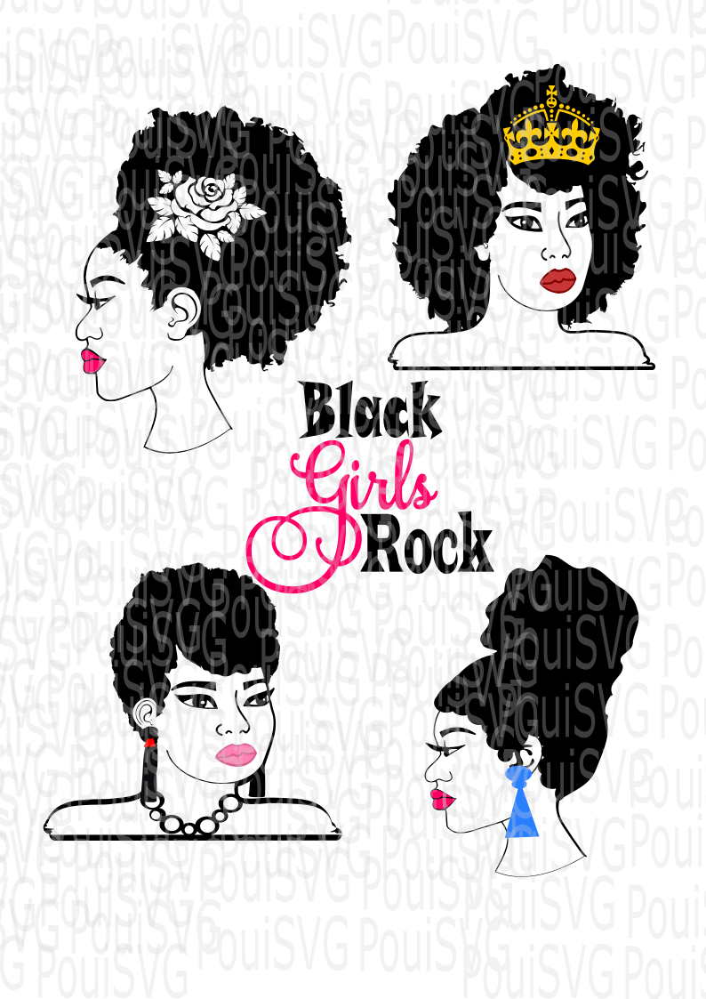 Svg afro black girl Black Girl