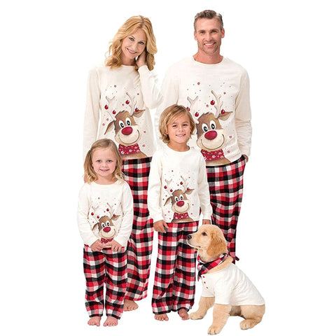 cute reindeer matching family pajamas