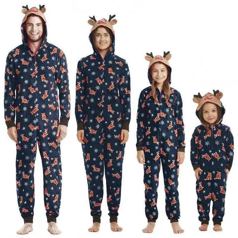 matching reindeer hooded onesie for family