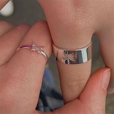 butterfly couple rings set