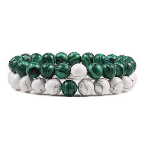 green white distance bracelets for couples