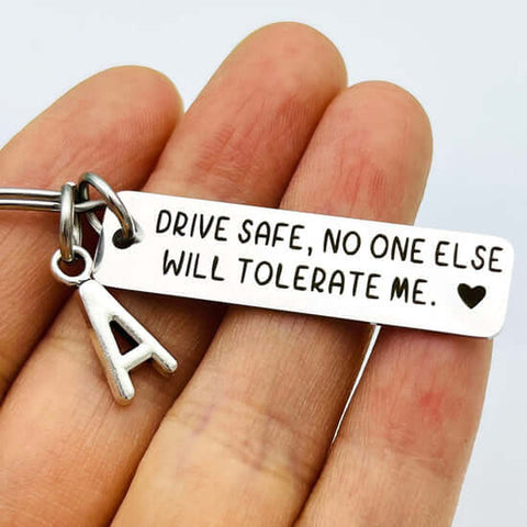 drive safe text keychain for mother mom