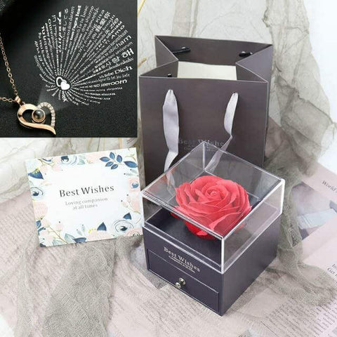 i love you necklace rose box