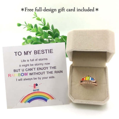 rainbow crown ring with card for mom mother