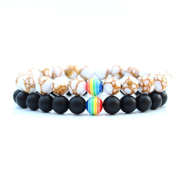 Rainbow Bead Distance Bracelets - BigBeryl