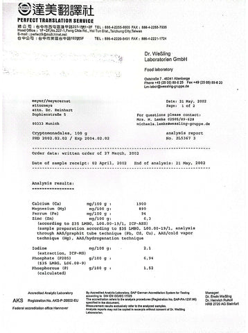 Wessling laboratories analysis result page 1