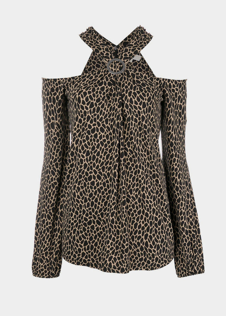 Michael Kors | Animal print cut-out shoulder blouse | lemlò