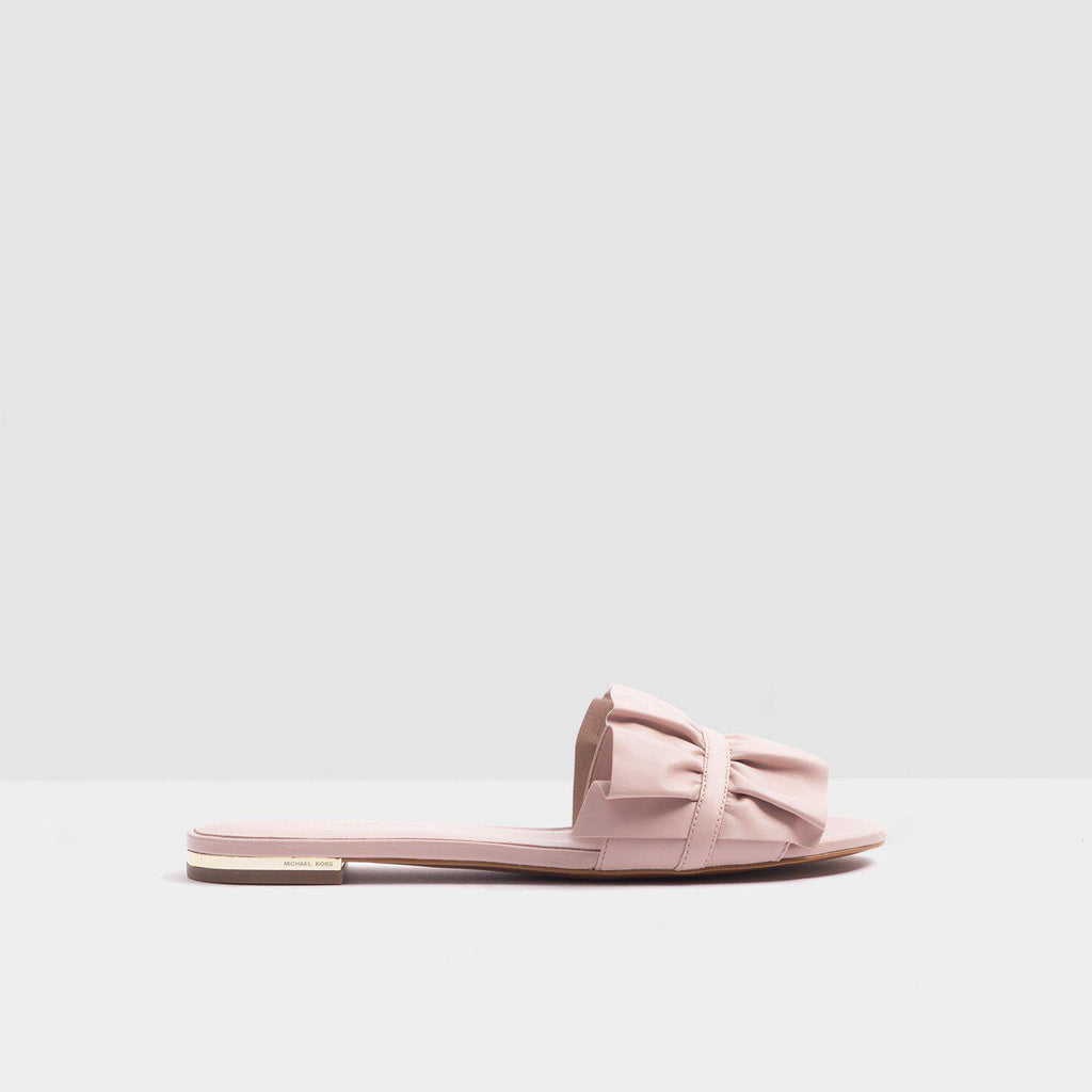 Michael Kors | Bella Ruffle Slide sandal in pink nappa | lemlò