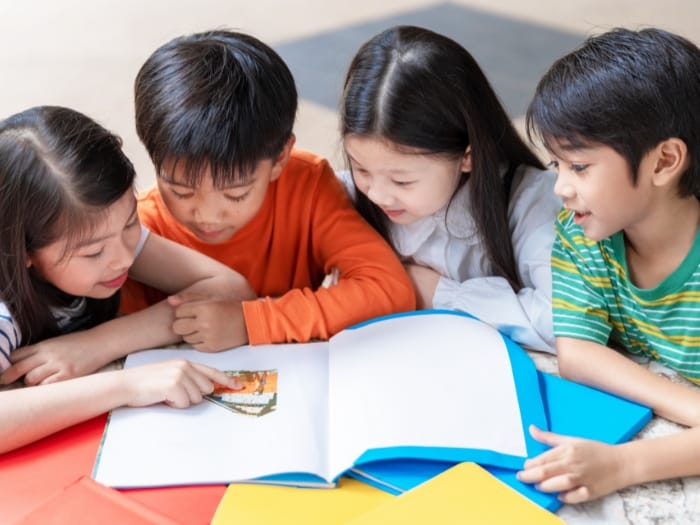 Asian Kids Reading Books