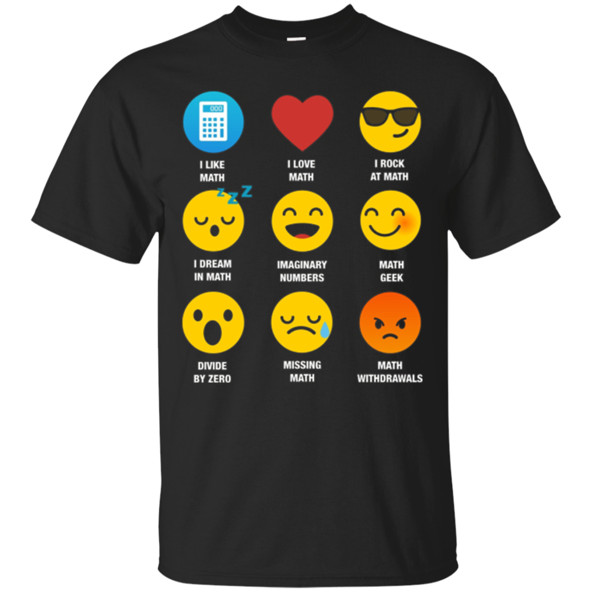 I Love Math Emoji Emoticons Mathletes Graphic T Shirts