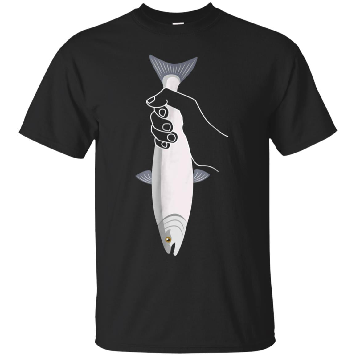 Hand Holding A Salmon Fish , Funny Fisherman Shirt Gift