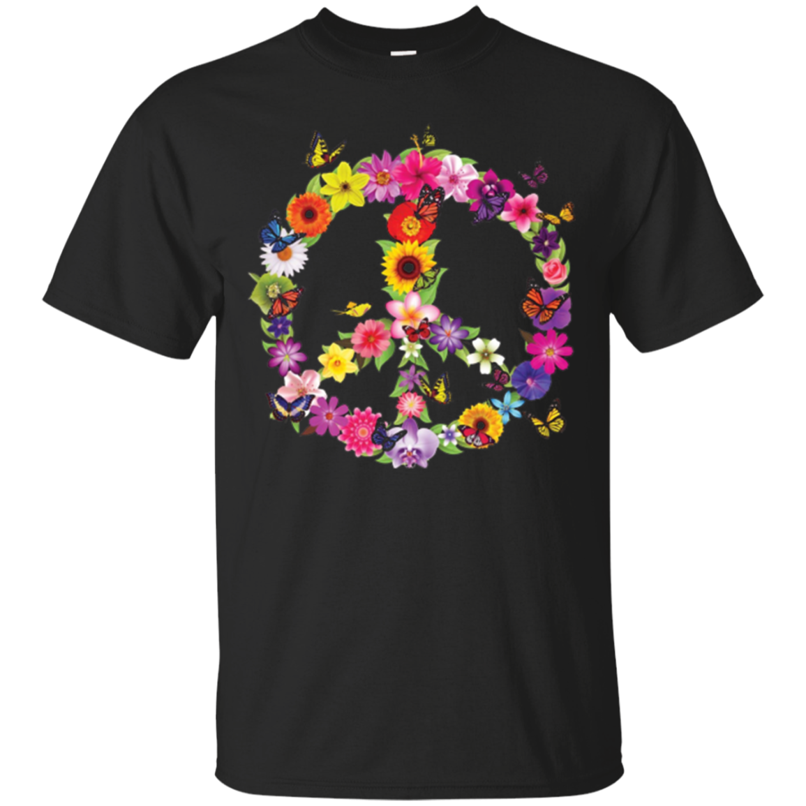 Butterfly Peace Sign Floral Flower Garden Nature T-shirt