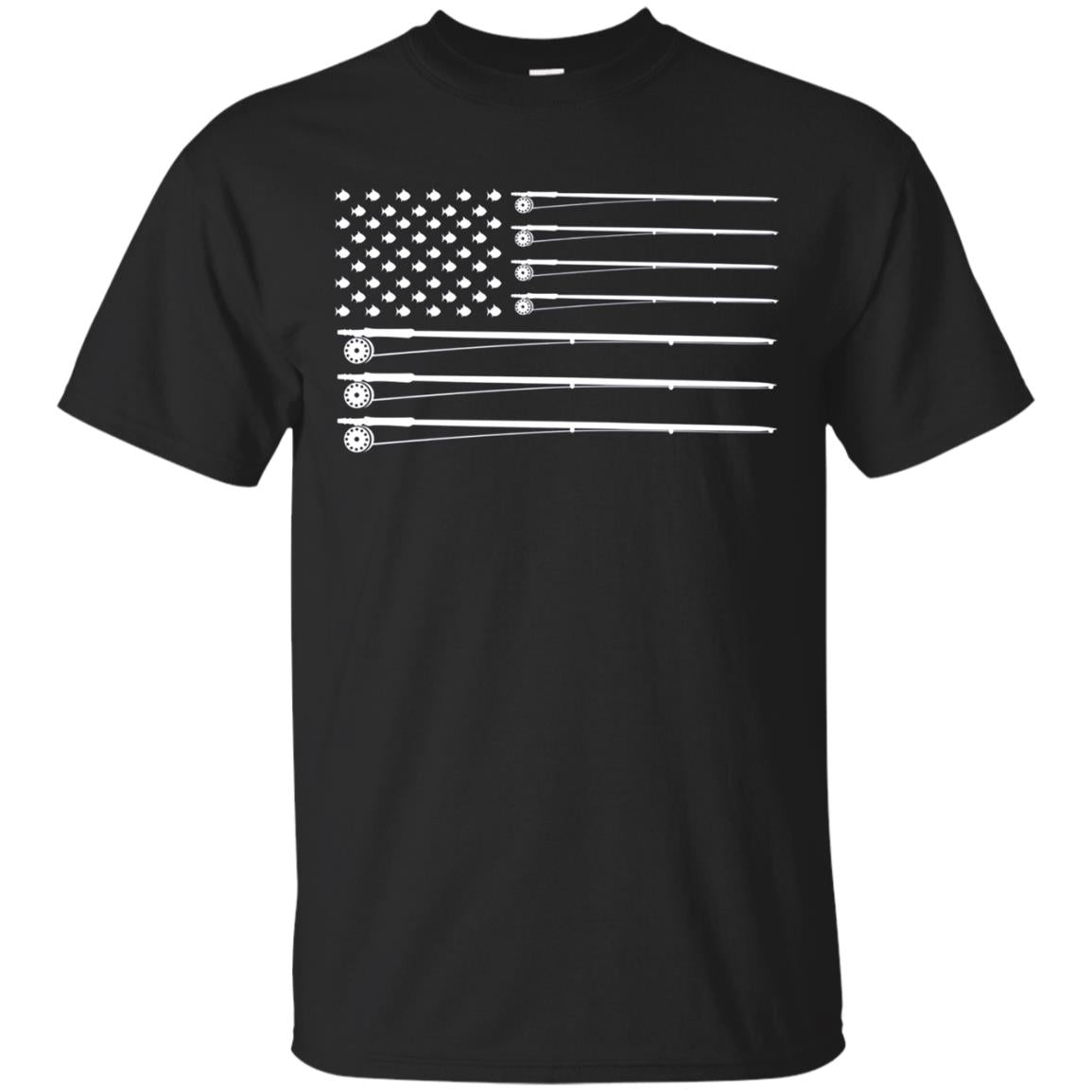 Fly Rod Fishing American Flag T-shirt