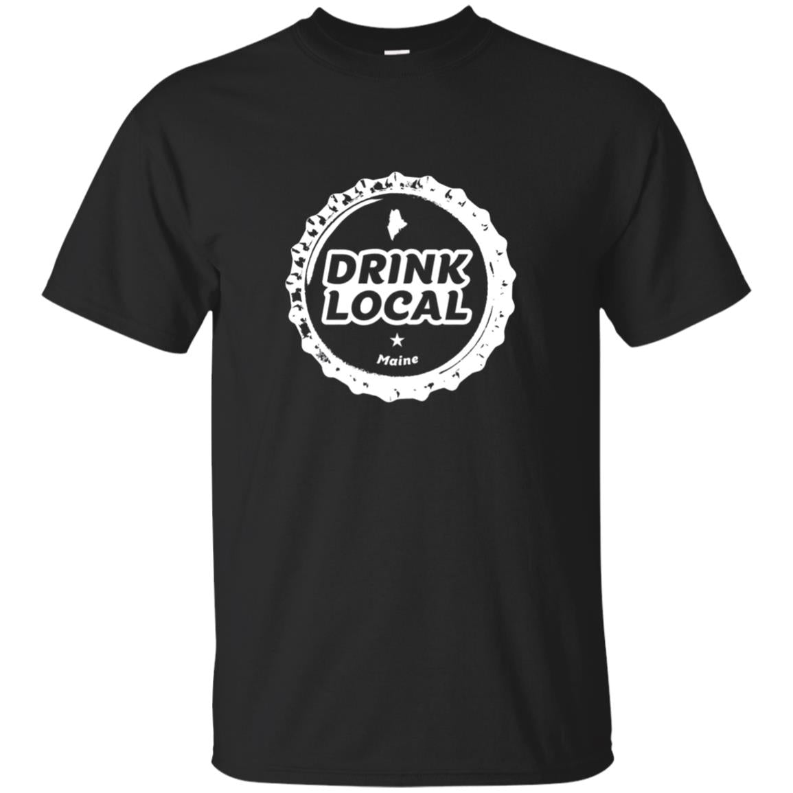Drink Local Maine Craft Beer Bottle Cap Shirt