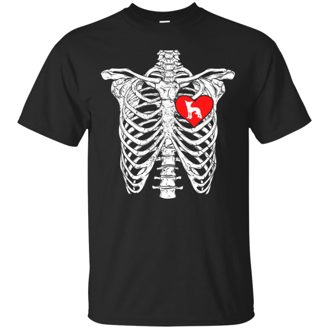 Skeleton Rib Cage Chinese Crested Heart Dog Shirts