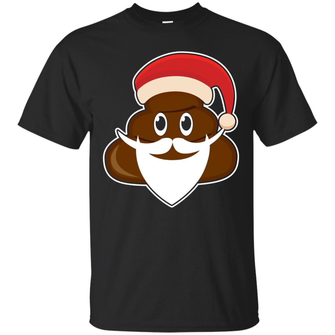 Santa Beard & Hat Poop Emoticon Funny Christmas T-shirt