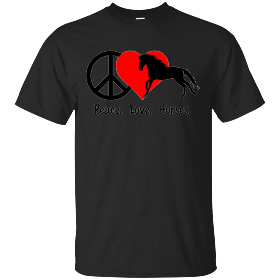 Peace Love Horses T-shirt Shirt Tee - Horse Pony Lover Rider