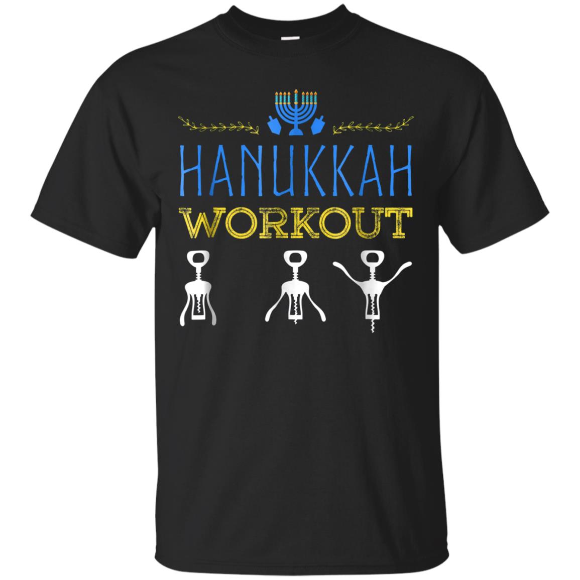 Funny Hanukkah Workout Wine Lover Corkscrew Shirt