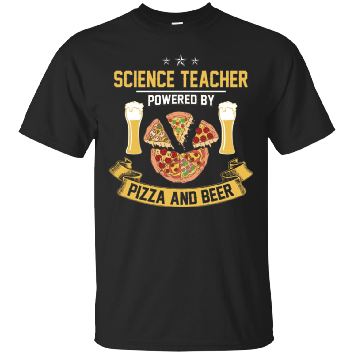 Science Tea Powerd By Pizza And Beer Funny T Shirt