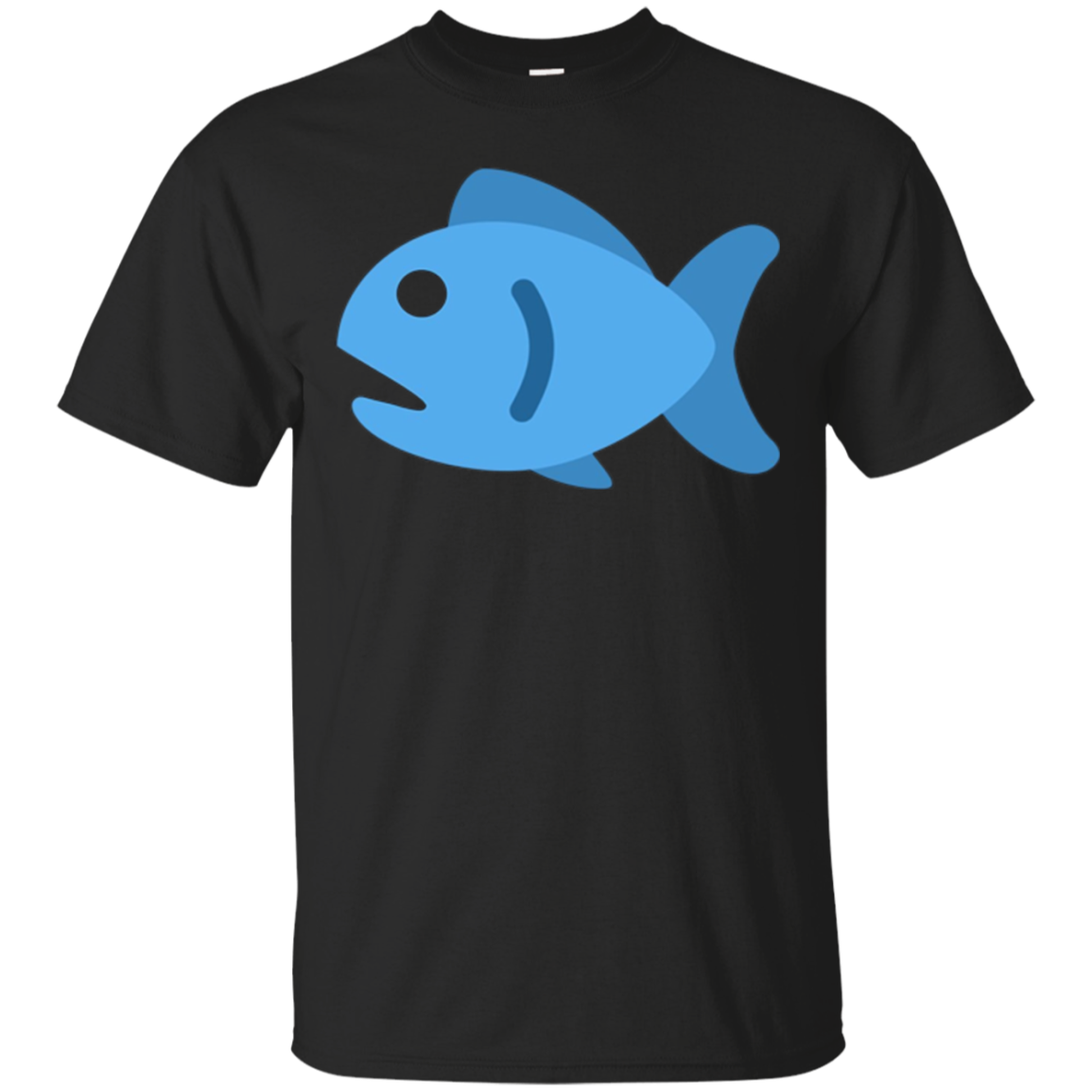 Fish Emoji T-shirt Blue Fishing Pole Ocean Water