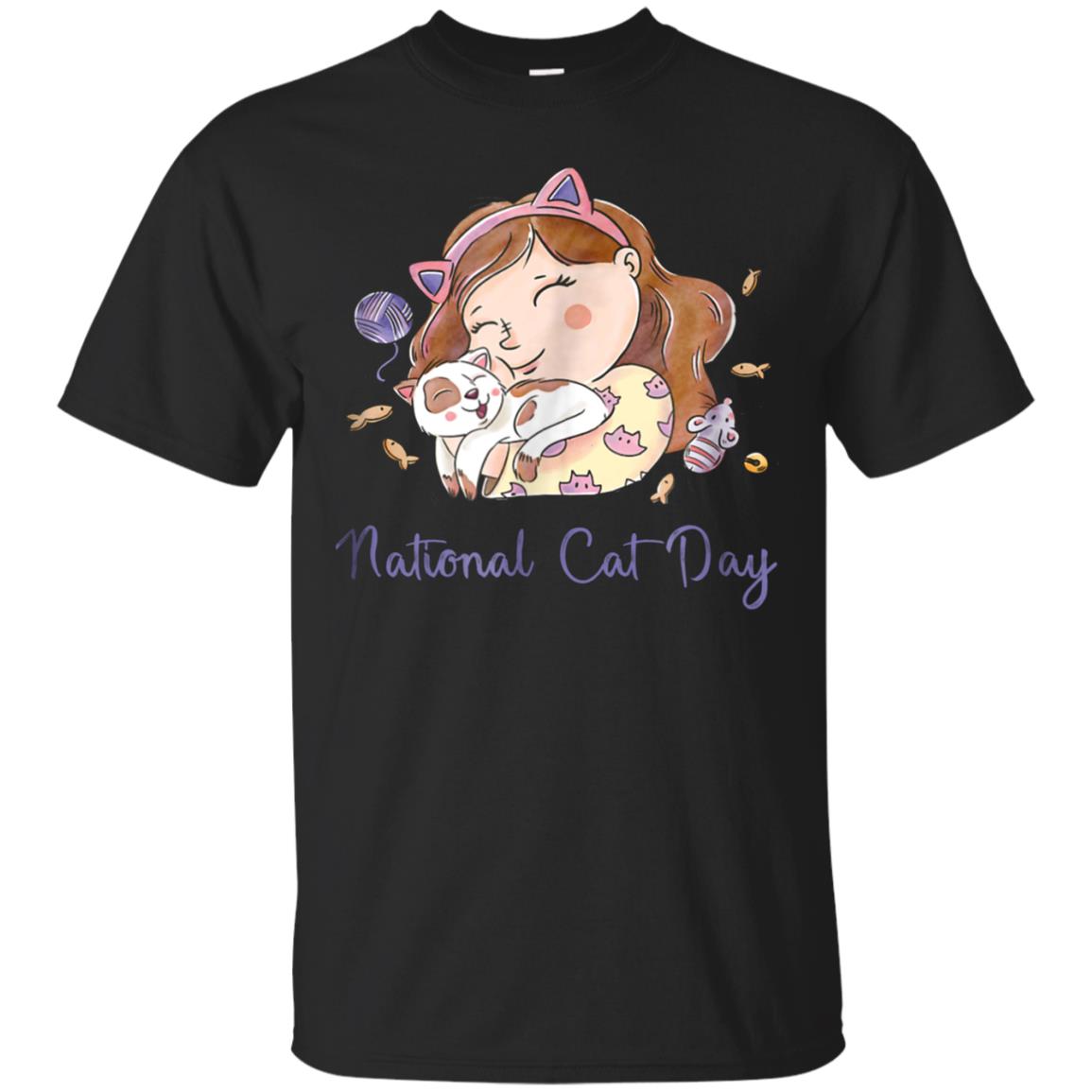 National Cat Day With Cute Cat In A Box T Shirt