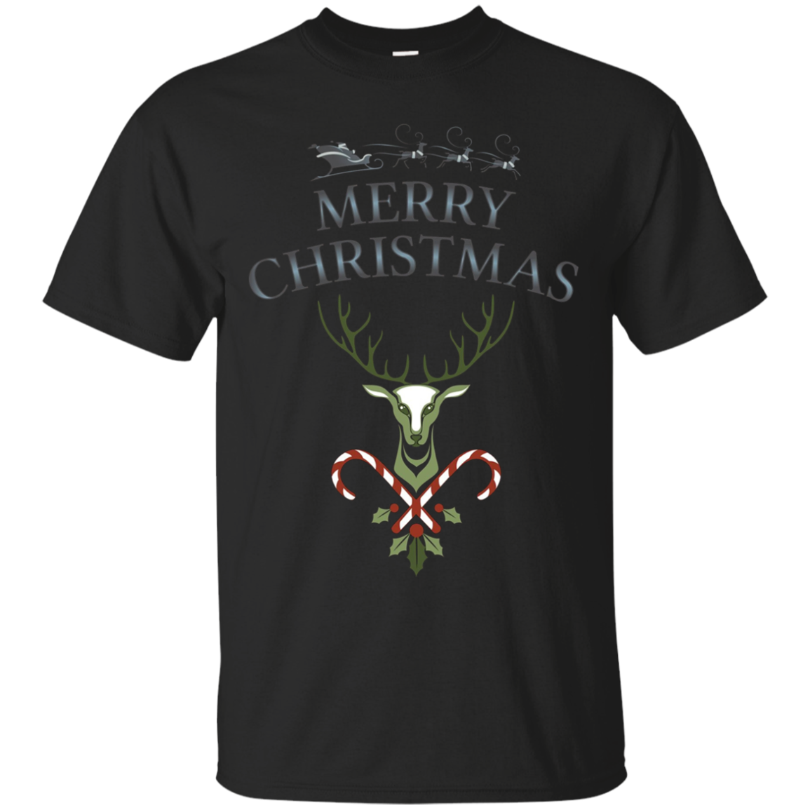 Flying Reindeer Santa Christmas T Shirt Holiday Deer Gift