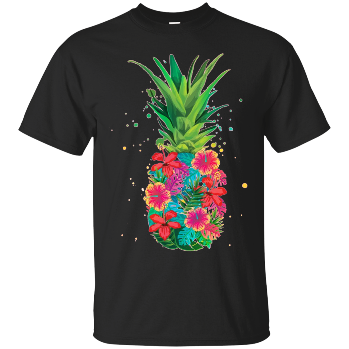 Pineapple Flowers Aloha Hawaii - Vintage Hawaiian Shirt Tee