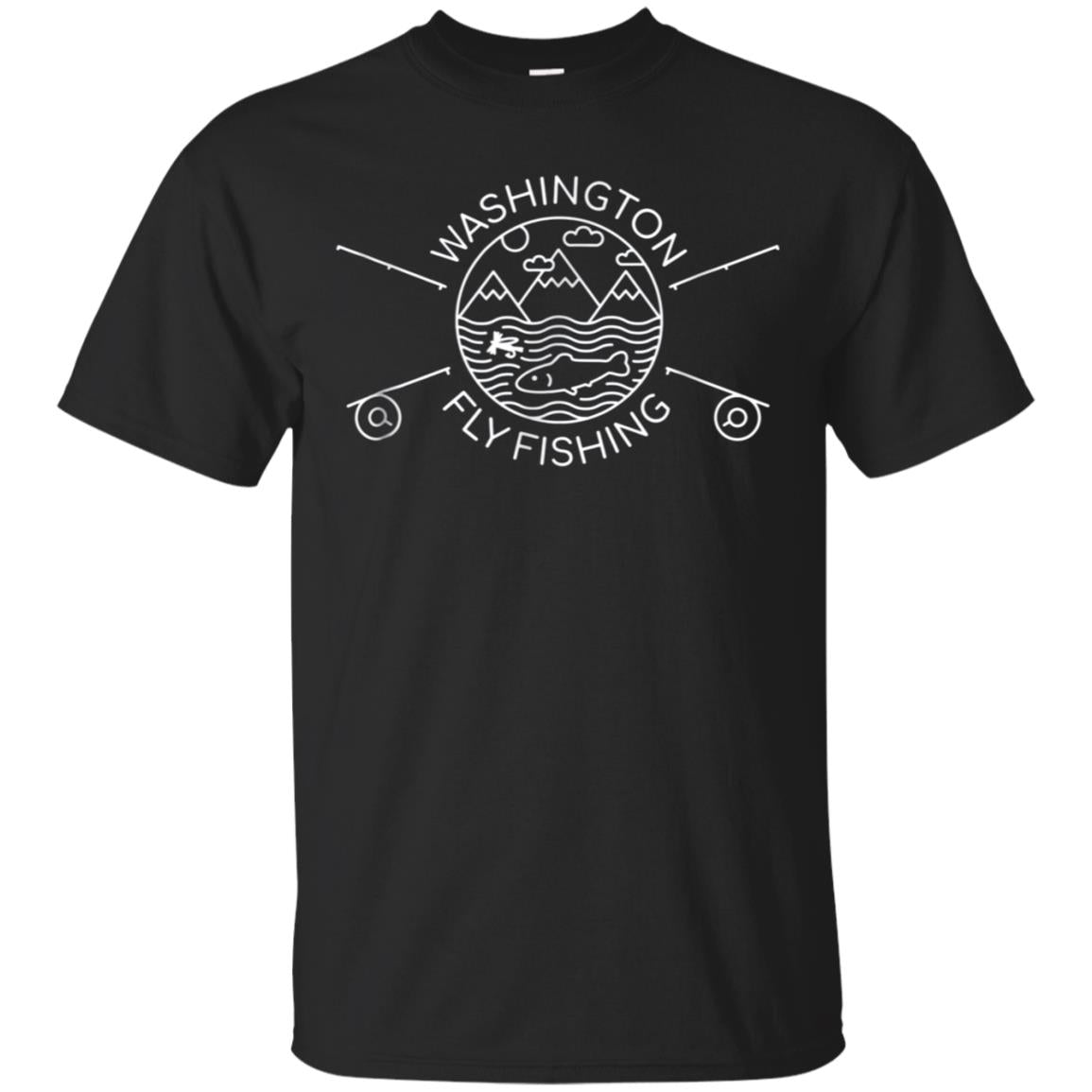 Washington Fly Fishing, Stylish Retro Line Style Design Shirts