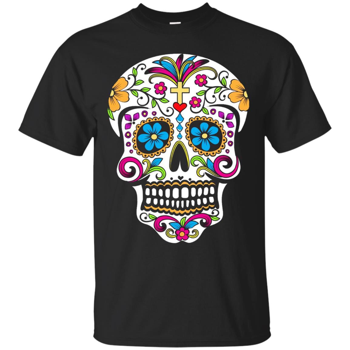 Sugar Skull Day Of The Dead Halloween Tee T Shirt