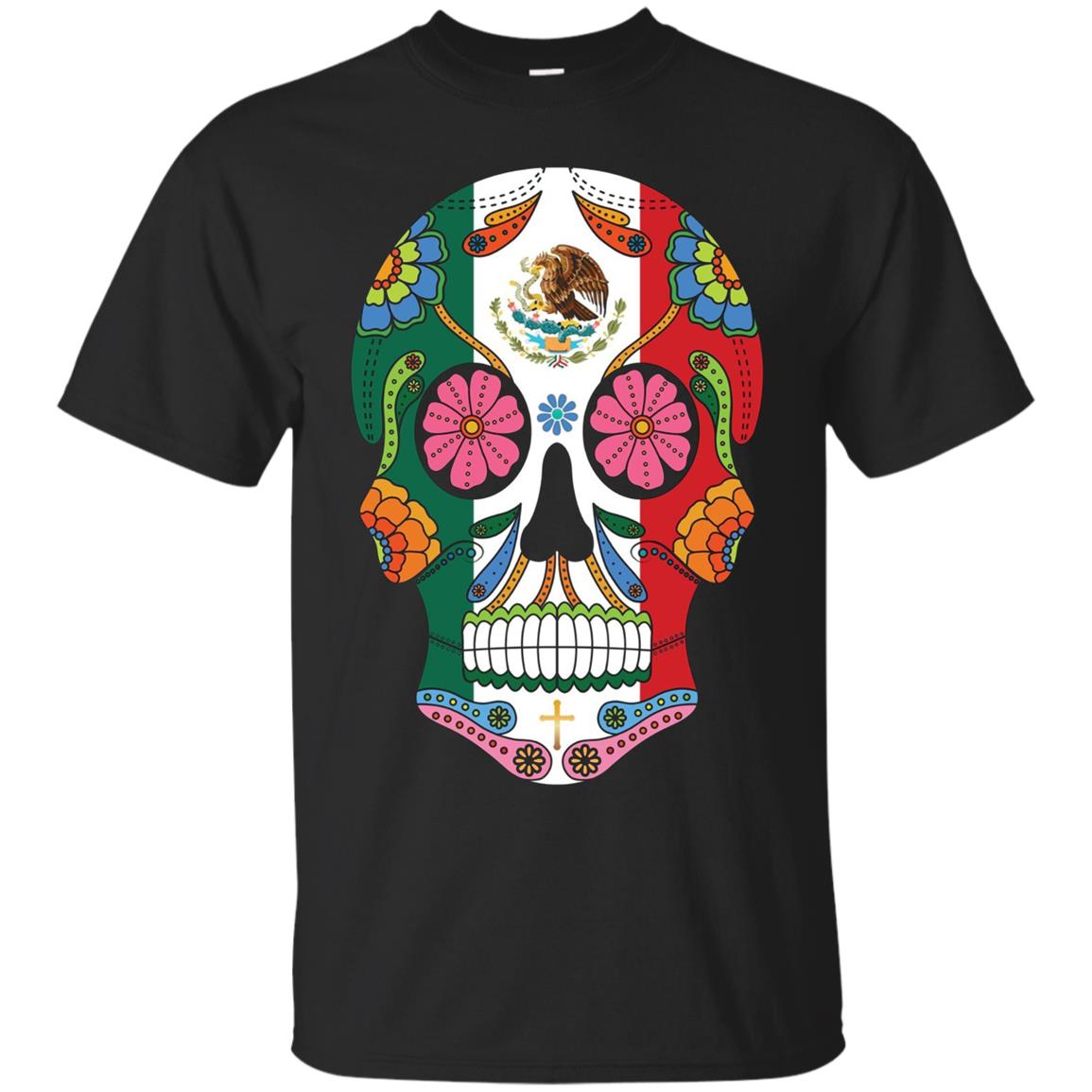 Mexican Flag Sugar Skull Halloween Day Of The Dead T Shirt