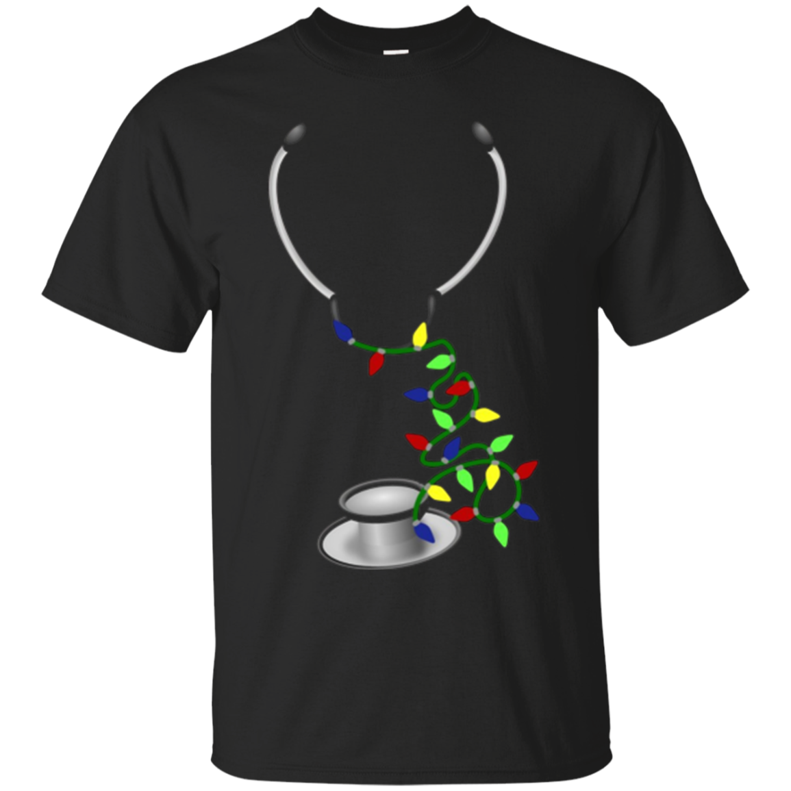 Christmas String Lights Dual Head Nurse Stethoscope T-shirt