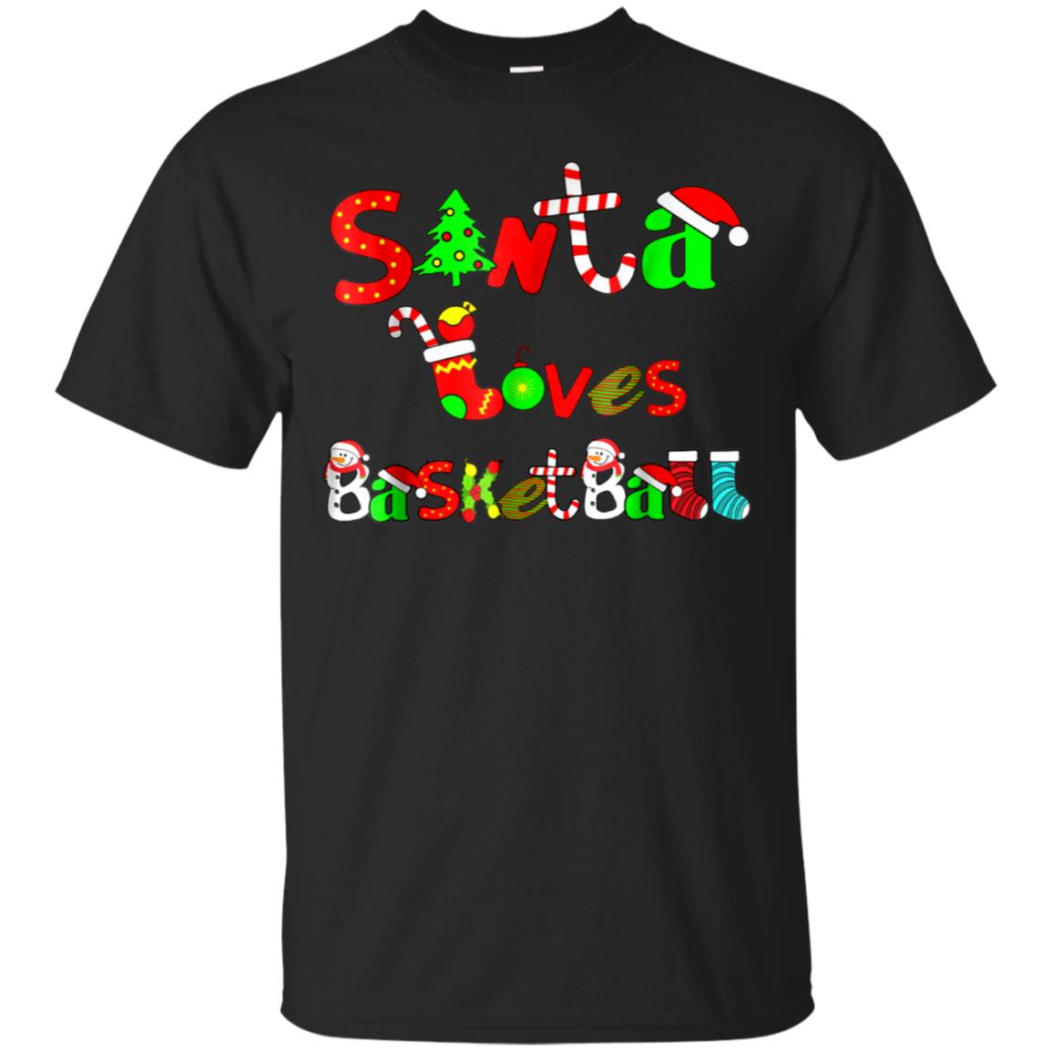 Cute Santa Loves Basketball T-shirt Basketball Lovers